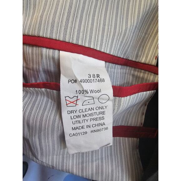 Alfani Men's 100% Wool 2 Button Blazer Jacket Long Sleeve Black Size 38R - Picture 4 of 5